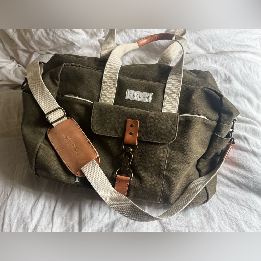 Birdling Washed Green Canvas Overnight Bag